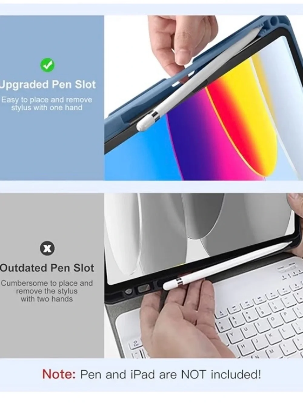Blue Tablet Keyboard Case with Stylus - Compatible Tablet Accessory